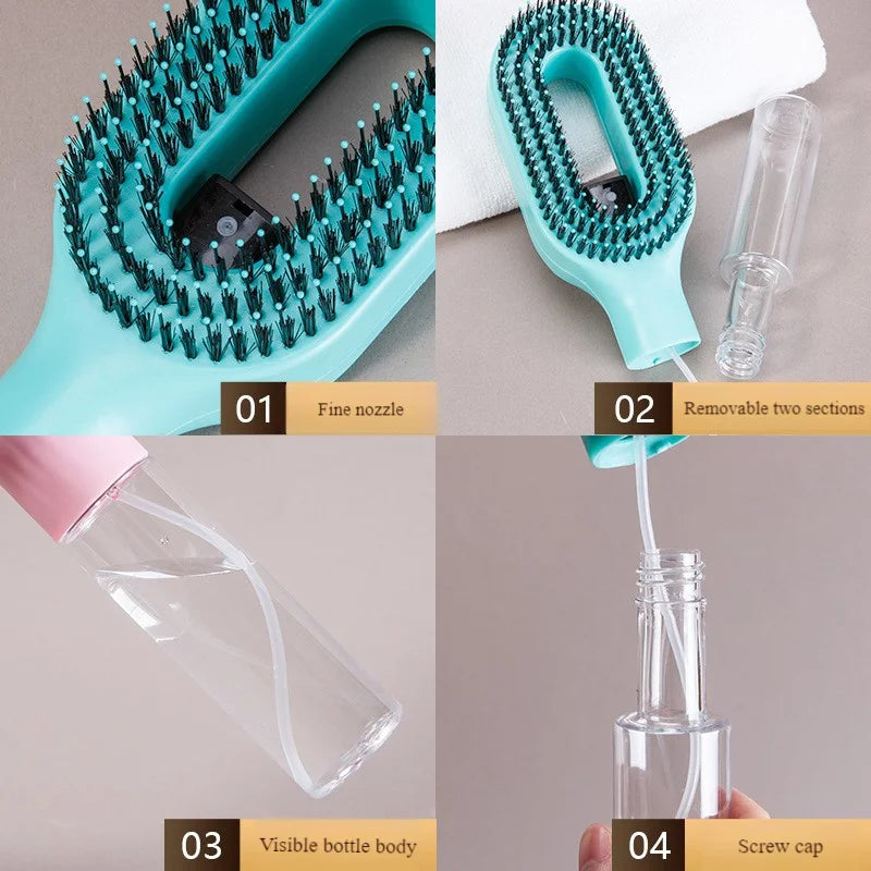 2-in-1 Spray Detangling Hair Brush with Mist Refill Chamber
