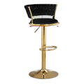 Modern Velvet Swivel Bar Stool with Adjustable Gold Base & Backrest