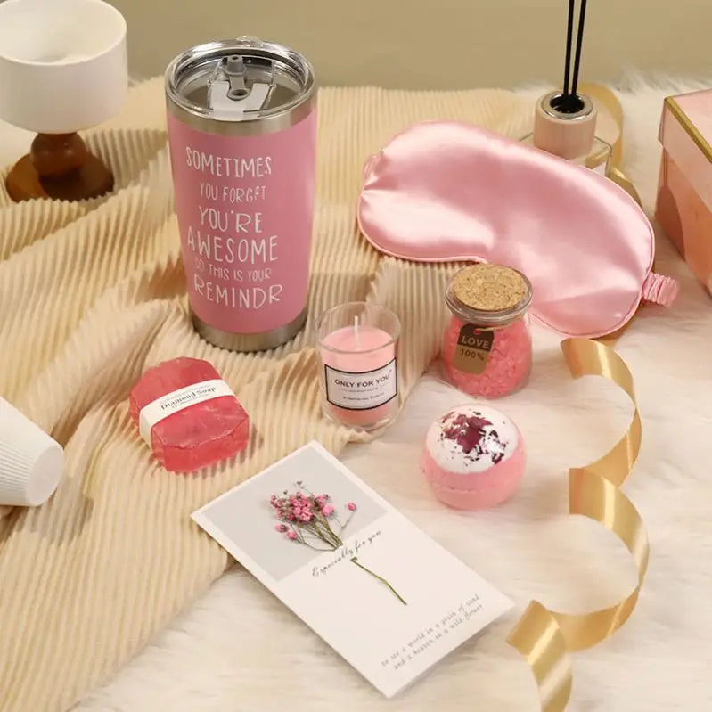 Luxury Women’s Self-Care Spa Gift Box Set | Insulated Tumbler & Pamper Kit