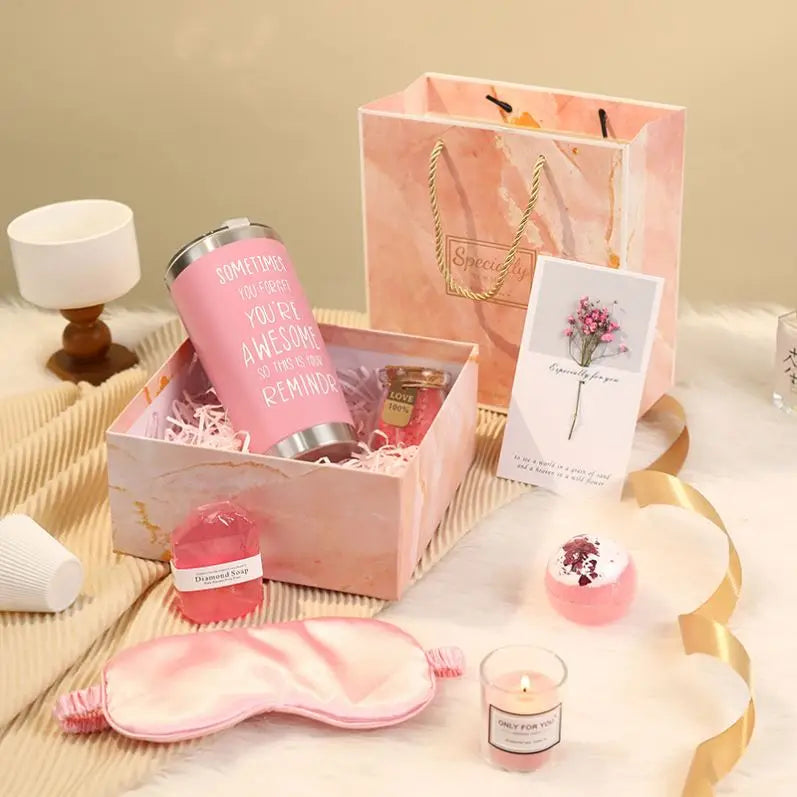 Luxury Women’s Self-Care Spa Gift Box Set | Insulated Tumbler & Pamper Kit