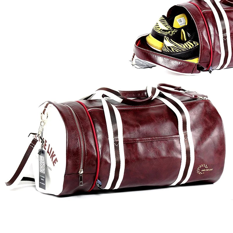 Unisex Vintage Faux Leather Sports Duffle & Gym Bag