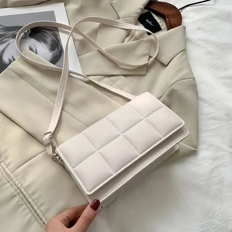 Women's Quilted Leather Crossbody Bag with Chain Strap