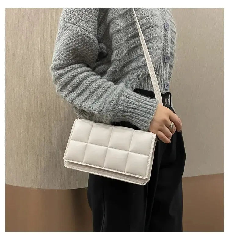 Women's Quilted Leather Crossbody Bag with Chain Strap