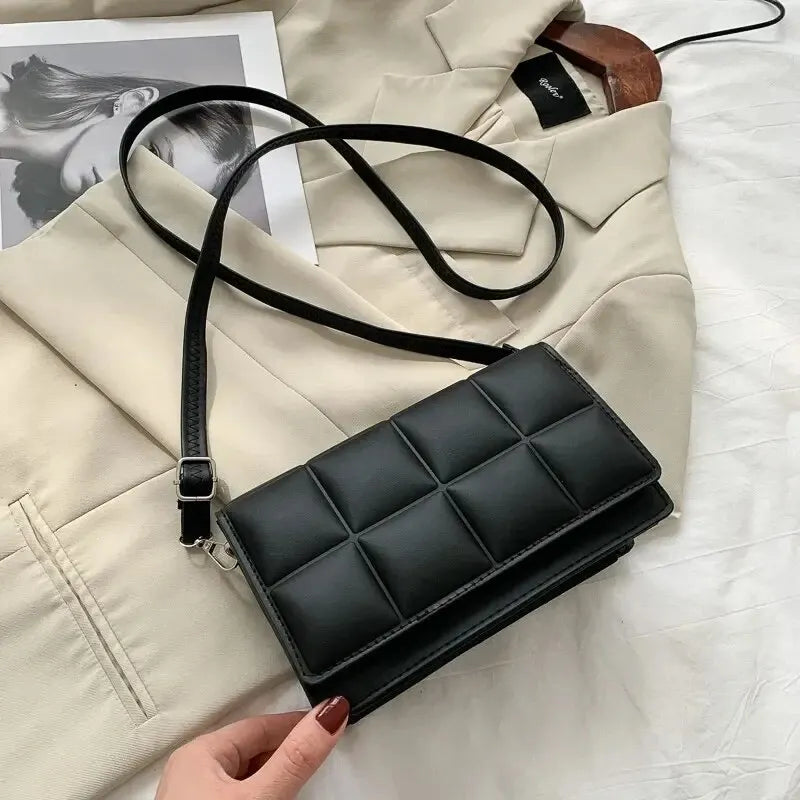 Women's Quilted Leather Crossbody Bag with Chain Strap
