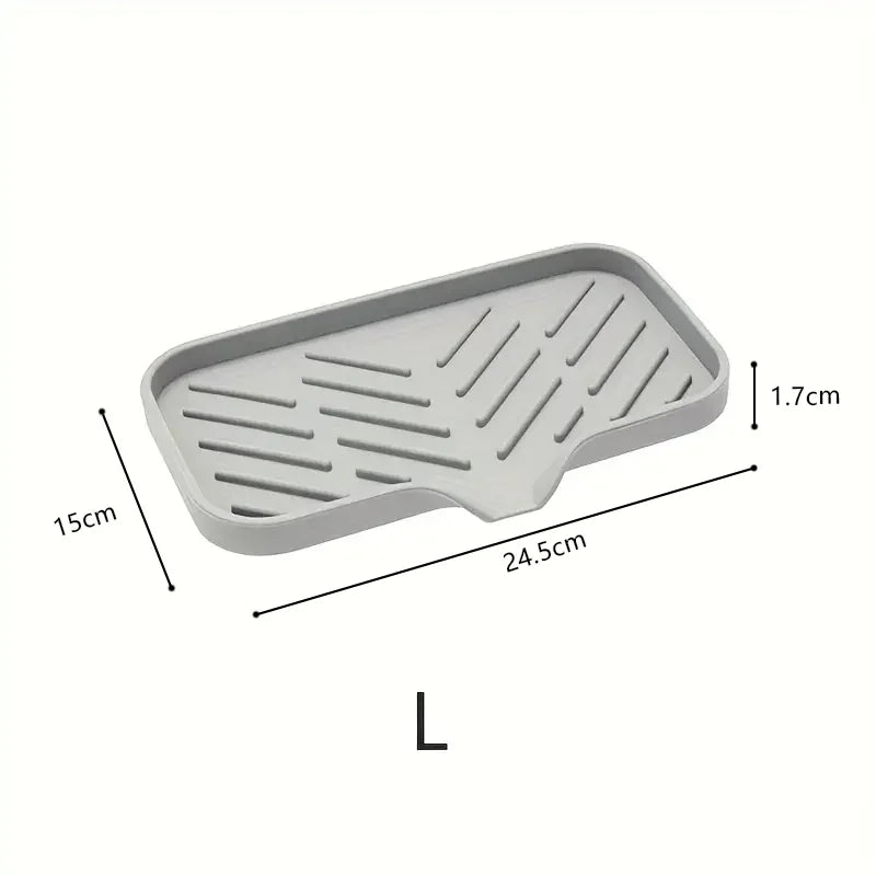 Silicone Kitchen Sink Splash Guard & Sponge Holder Tray