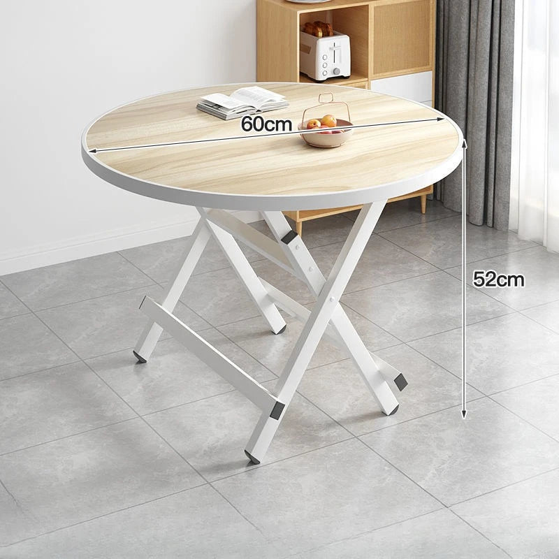 Modern Foldable Round Dining Table with Marble-Effect Top⁠