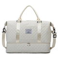 Large Capacity Quilted Travel Duffle Bag with Shoe Compartment