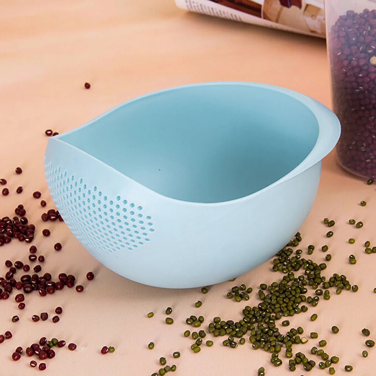 2-in-1 Kitchen Colander & Rice Washing Bowl with Drain Handle