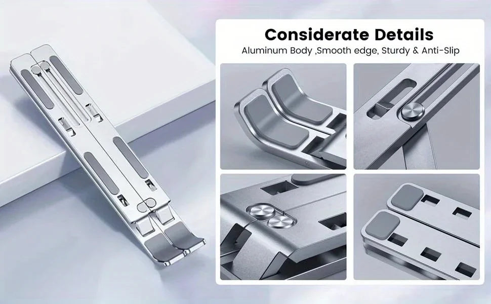 Adjustable Ergonomic Aluminum Laptop Stand (6-Level Height)