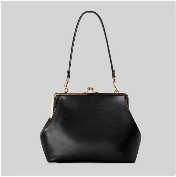 Woven Straw Oversized Frame Clutch – Elegant Vintage Kiss-Lock Shoulder Bag