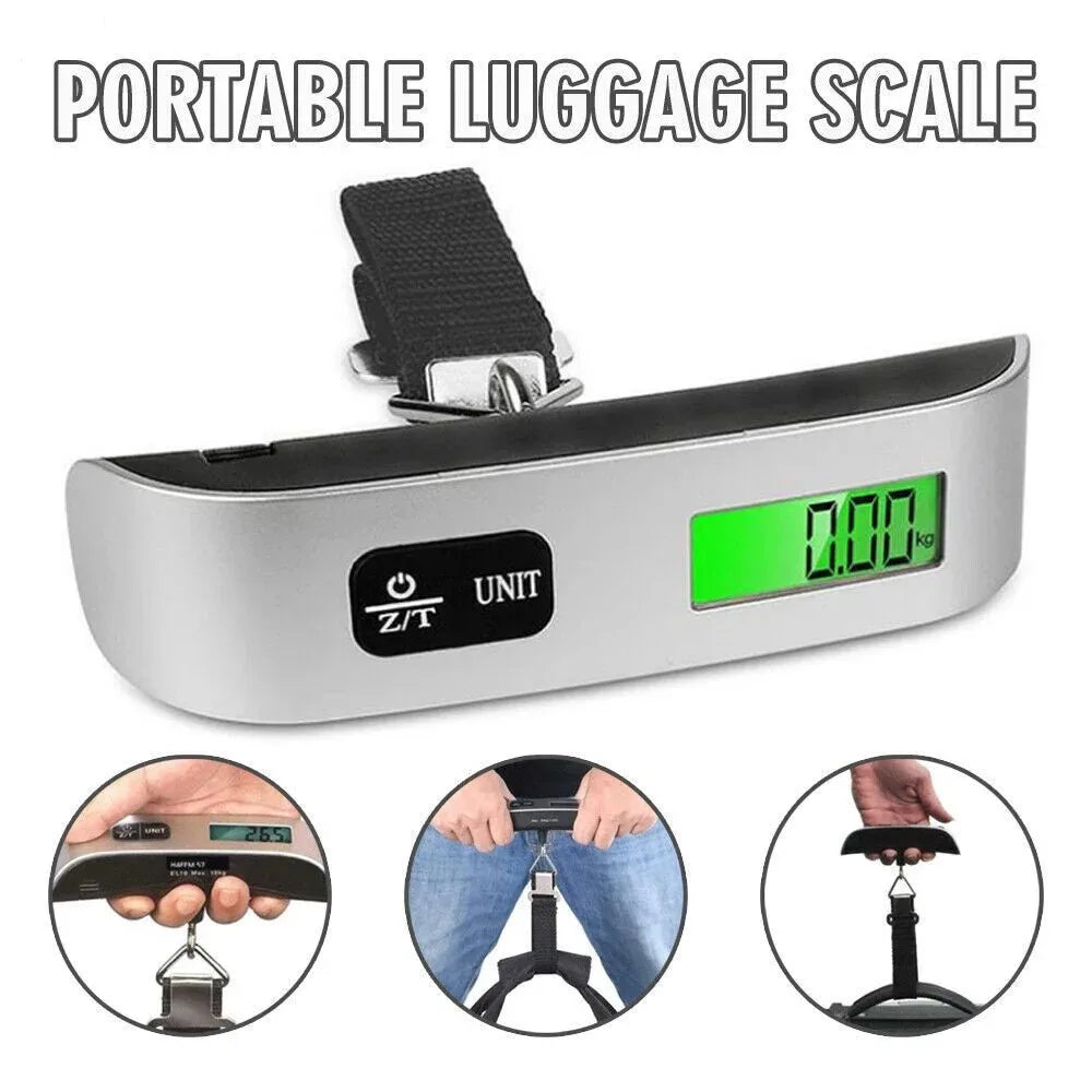 Digital Portable Luggage Scale (50kg/110lb Capacity) – Handheld Baggage Scale with Backlit LCD Display