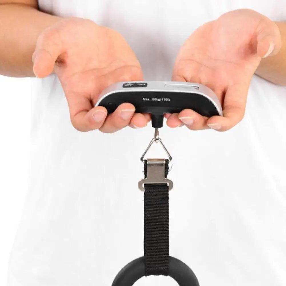 Digital Portable Luggage Scale (50kg/110lb Capacity) – Handheld Baggage Scale with Backlit LCD Display