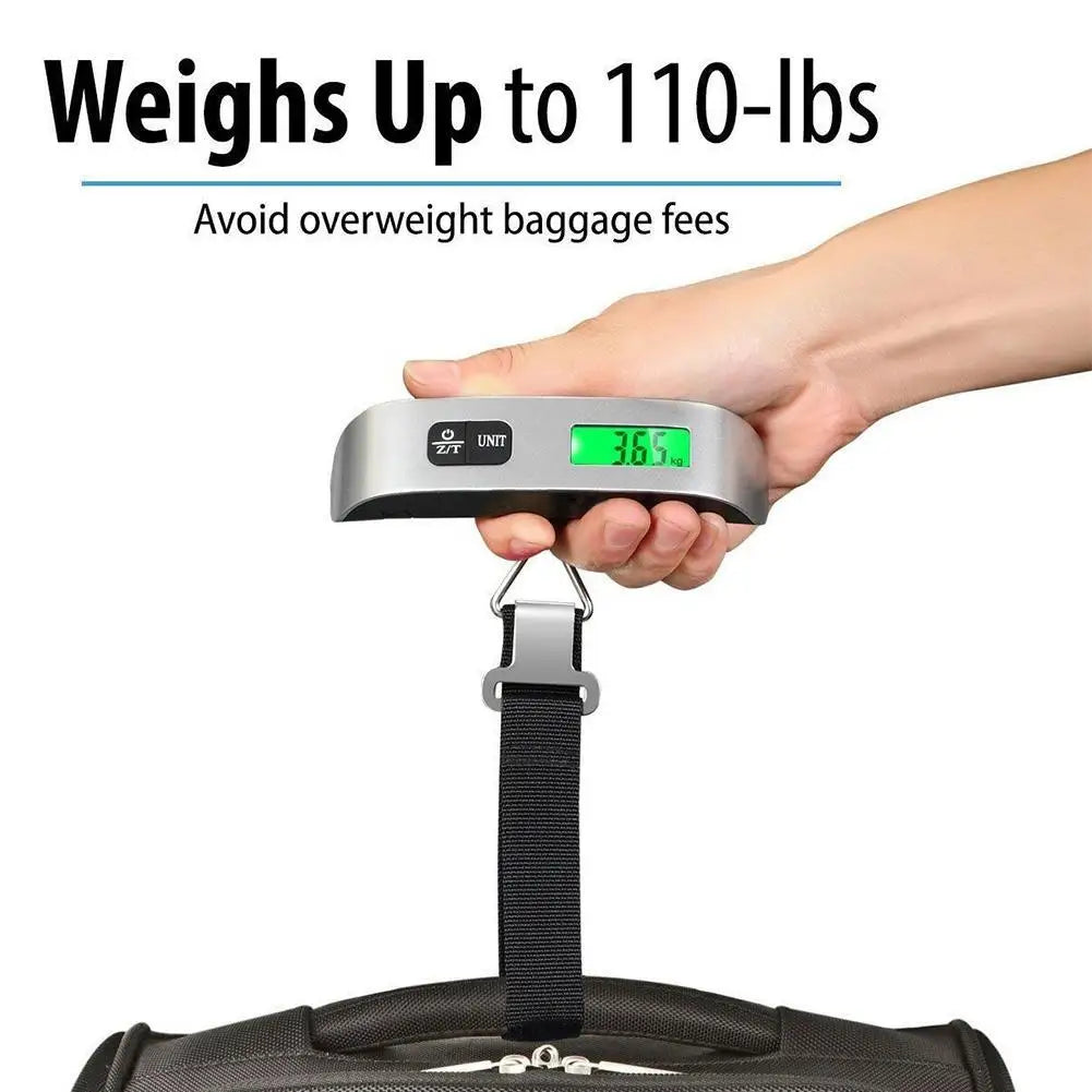 Digital Portable Luggage Scale (50kg/110lb Capacity) – Handheld Baggage Scale with Backlit LCD Display