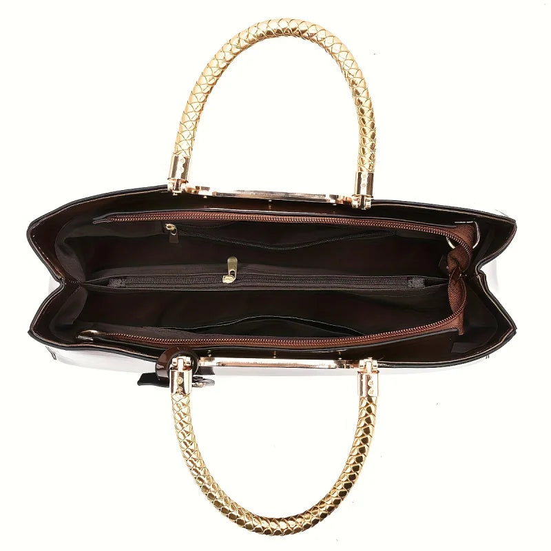 Glossy Patent Leather Evening Handbag – Elegant Top-Handle Shoulder Bag