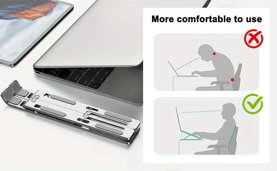 Adjustable Ergonomic Aluminum Laptop Stand (6-Level Height)