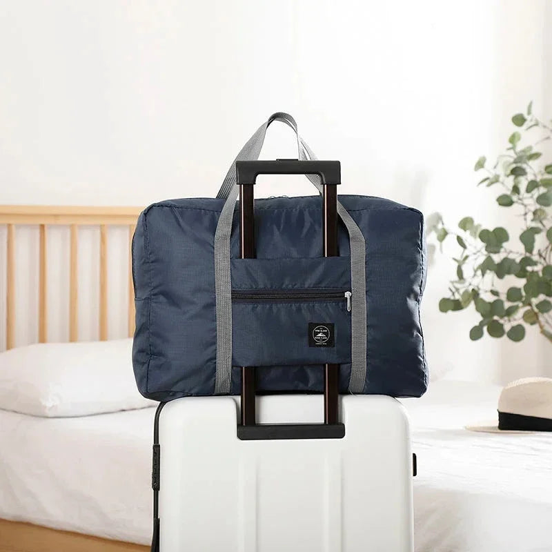 Large Foldable Travel Duffel Bag – Lightweight Carry-On Holdall with Trolley Sleeve