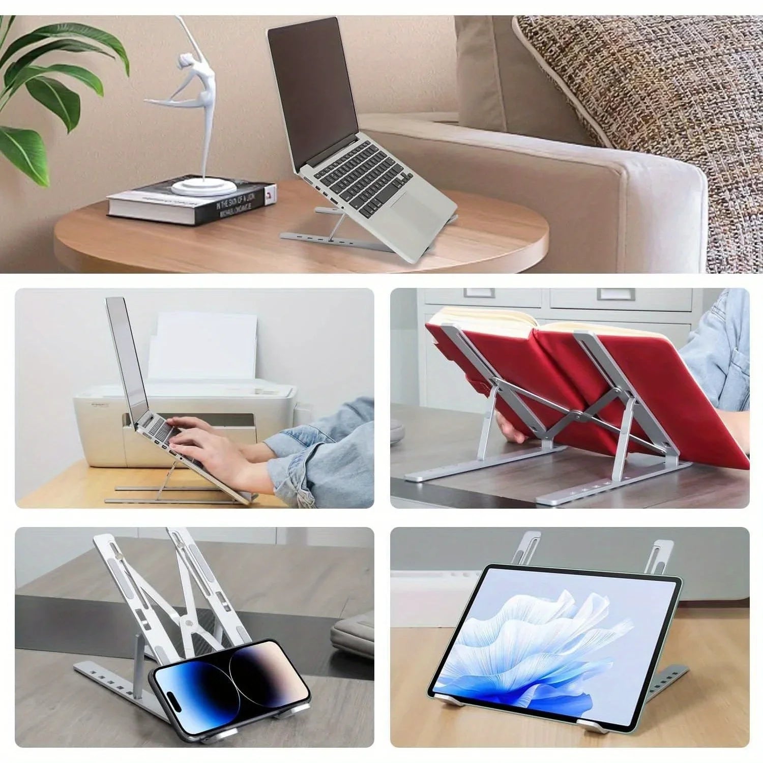 Adjustable Ergonomic Aluminum Laptop Stand (6-Level Height)