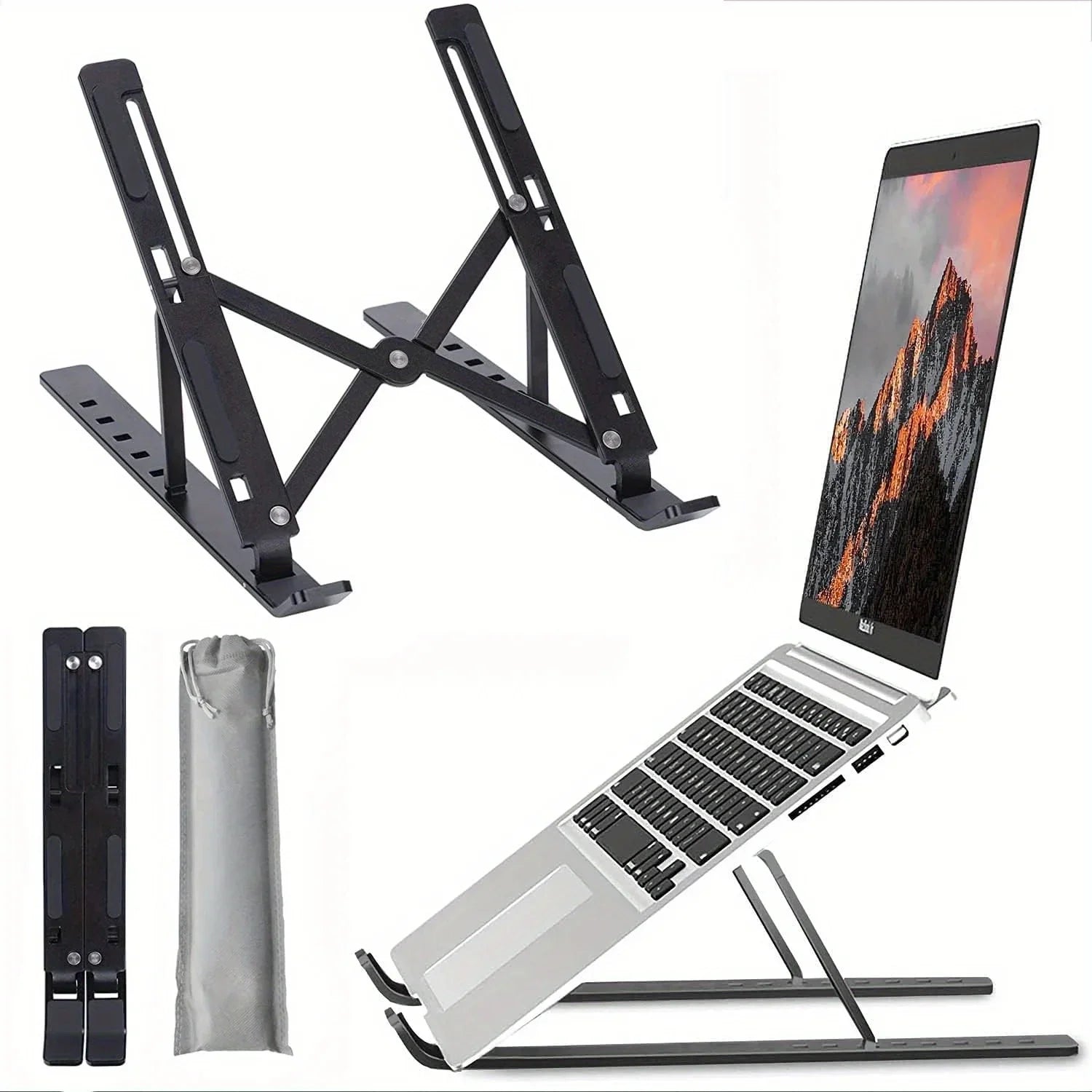 Adjustable Ergonomic Aluminum Laptop Stand (6-Level Height)