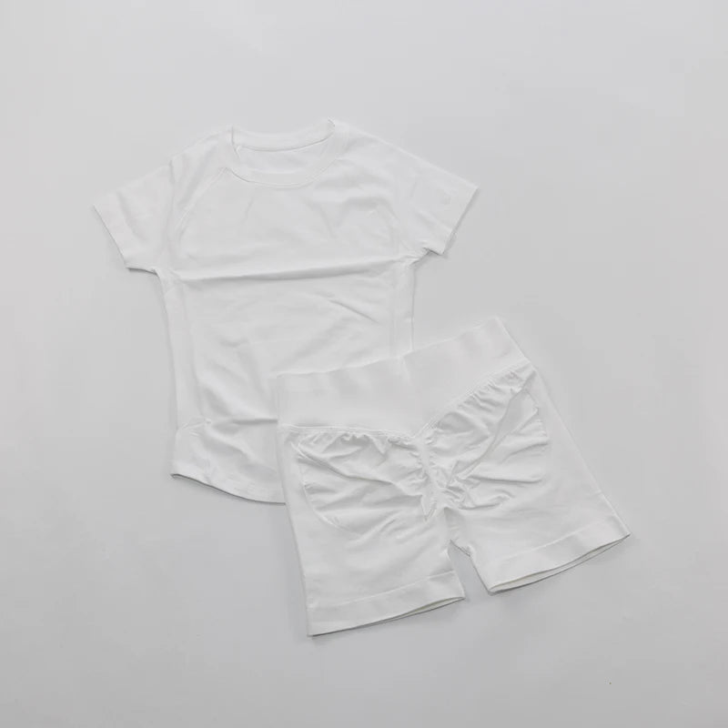 Seamless Sculpt 2-Piece Workout Set (Short Sleeve & Scrunch Shorts)