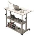 Adjustable Mobile Laptop Desk on Wheels with Storage Shelves
