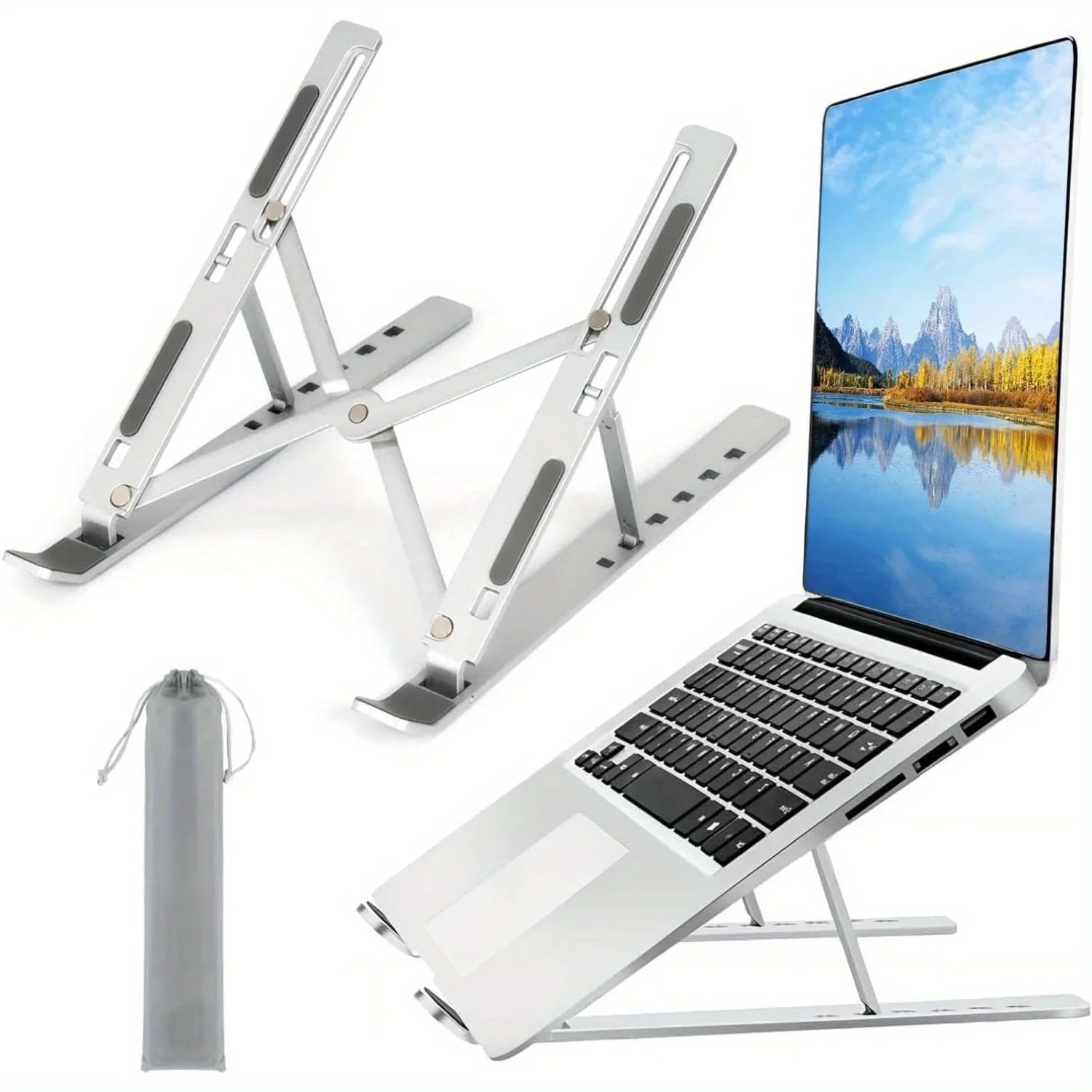 Adjustable Ergonomic Aluminum Laptop Stand (6-Level Height)