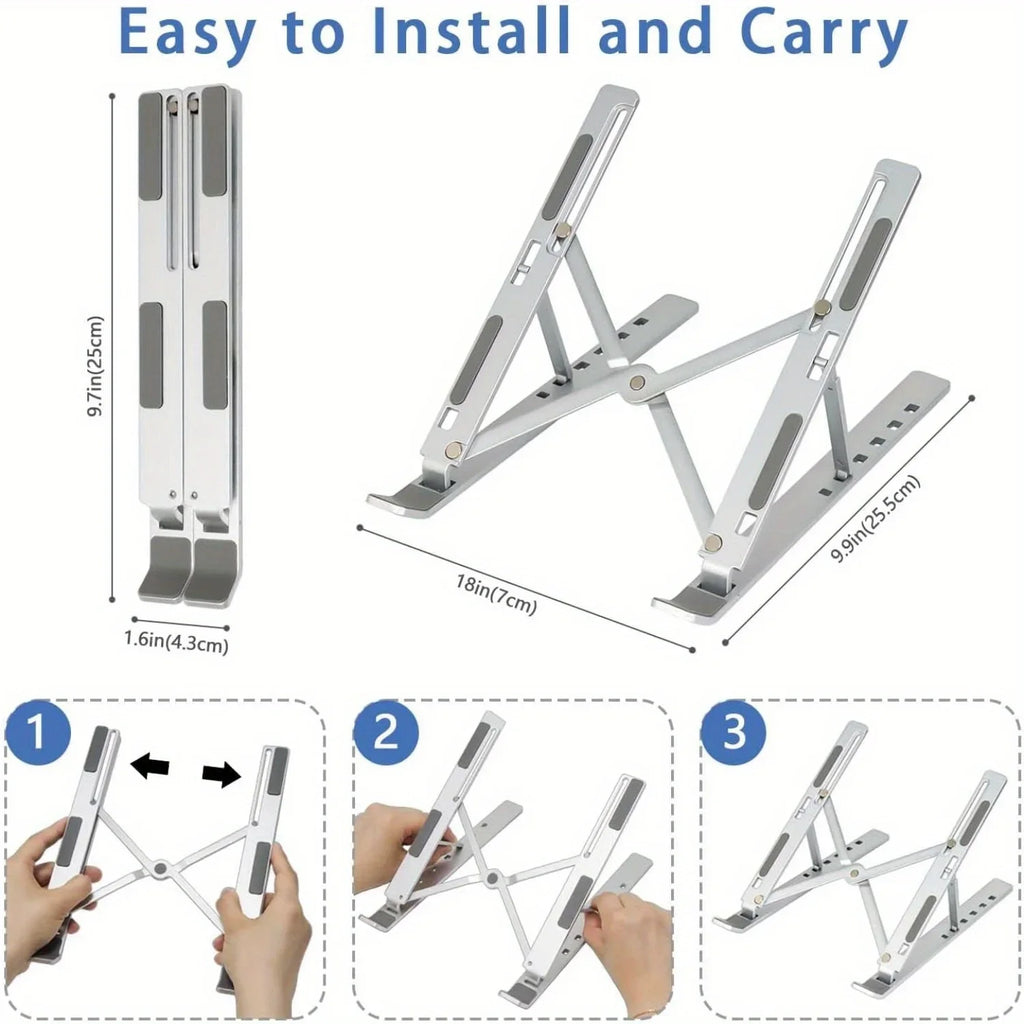 Adjustable Ergonomic Aluminum Laptop Stand (6-Level Height)