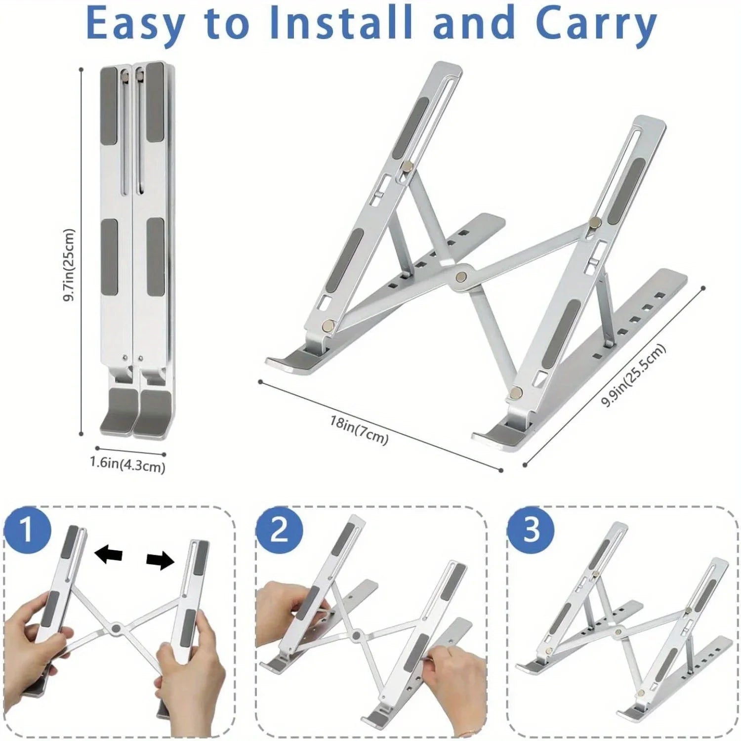 Adjustable Ergonomic Aluminum Laptop Stand (6-Level Height)