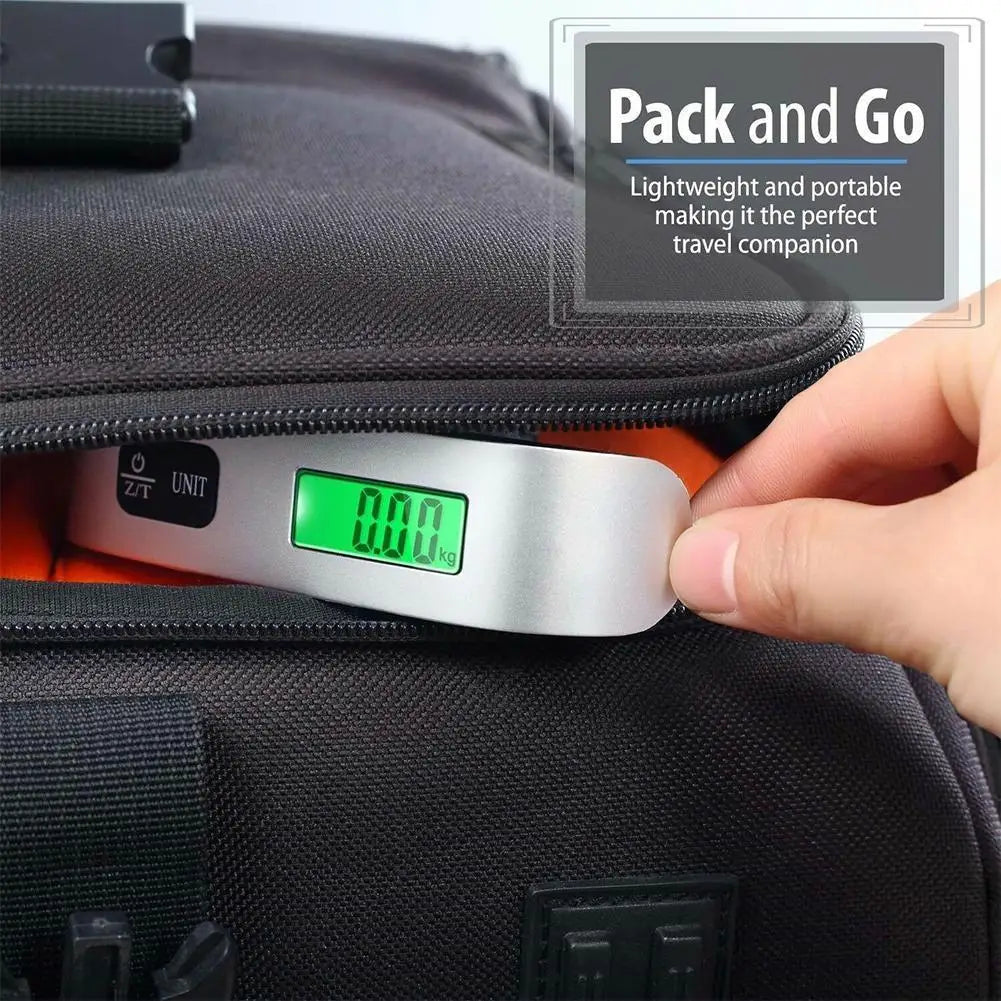 Digital Portable Luggage Scale (50kg/110lb Capacity) – Handheld Baggage Scale with Backlit LCD Display