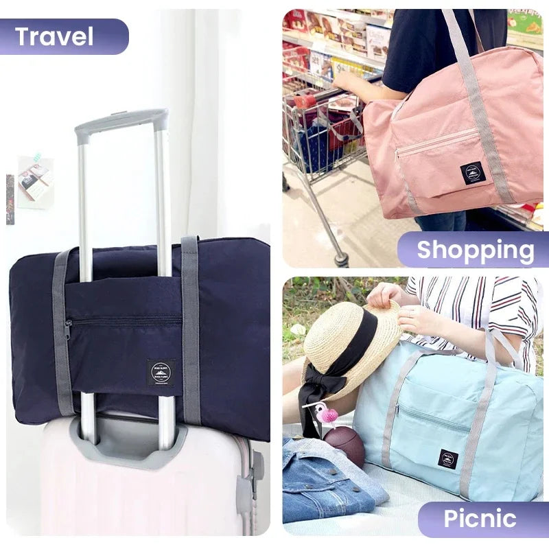 Large Foldable Travel Duffel Bag – Lightweight Carry-On Holdall with Trolley Sleeve