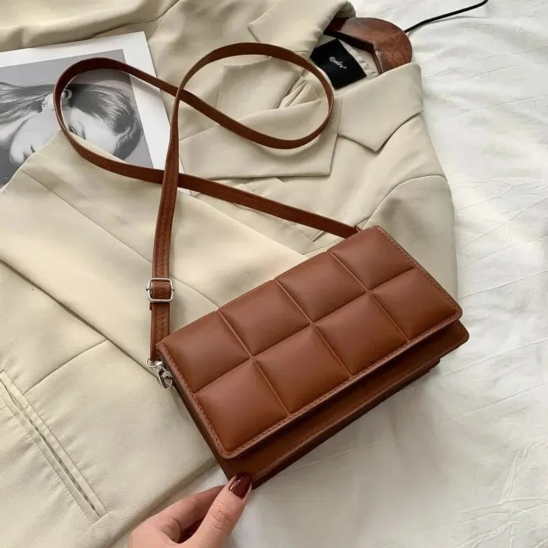 Women's Quilted Leather Crossbody Bag with Chain Strap