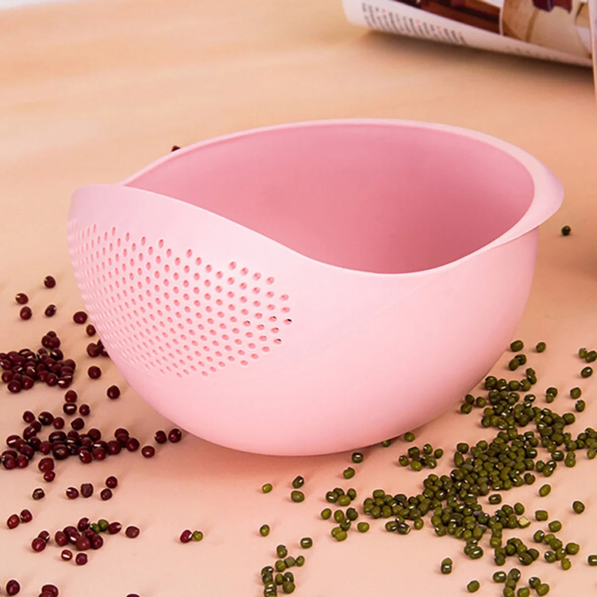 2-in-1 Kitchen Colander & Rice Washing Bowl with Drain Handle