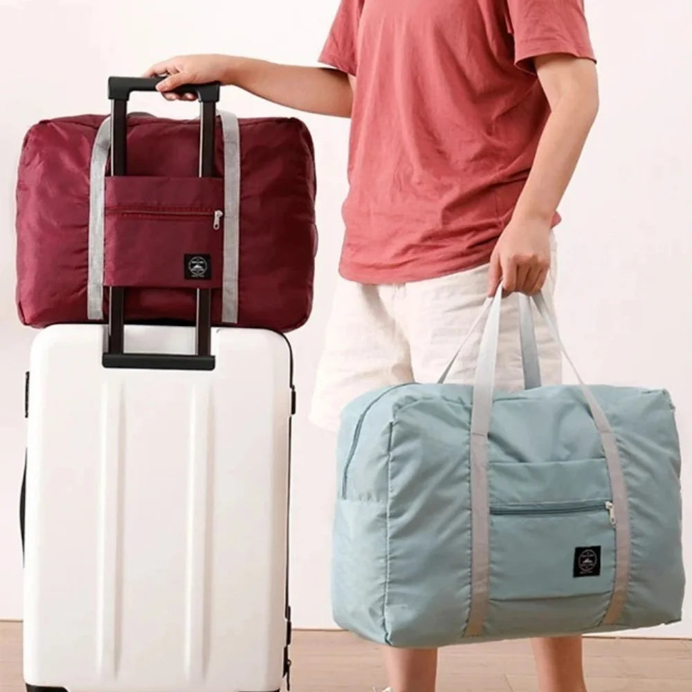 Large Foldable Travel Duffel Bag – Lightweight Carry-On Holdall with Trolley Sleeve